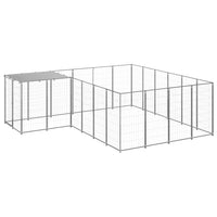 Cuccia da esterno gabbia per cani parco animali argento 8,47 m² acciaio 02_0000304