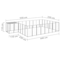 Cuccia da esterno gabbia per cani parco animali argento 15,73 m² acciaio 02_0000241