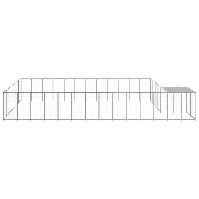 Cuccia da esterno gabbia per cani parco animali argento 22,99 m² acciaio 02_0000255