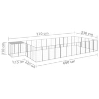 Cuccia da esterno gabbia per cani parco animali argento 22,99 m² acciaio 02_0000255