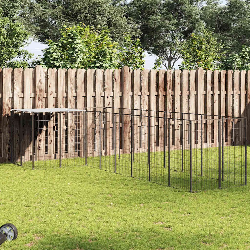 Gabbia per Cani Nera 6,05 m² in Acciaio 3082225