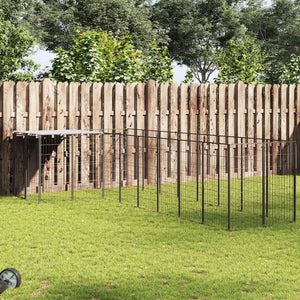 Gabbia per Cani Nera 6,05 m² in Acciaio 3082225