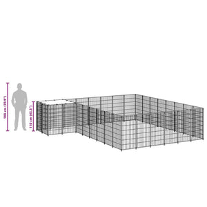 Gabbia per Cani Nera 15,73 m² in Acciaio 3082227