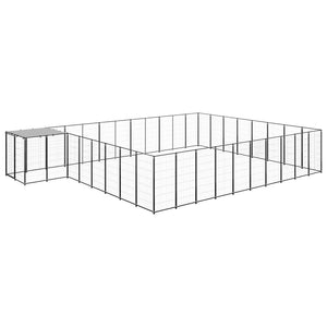 Cuccia da esterno gabbia per cani parco animali 25,41 m² acciaio nero 02_0000514