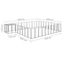 Cuccia da esterno gabbia per cani parco animali 25,41 m² acciaio nero 02_0000514