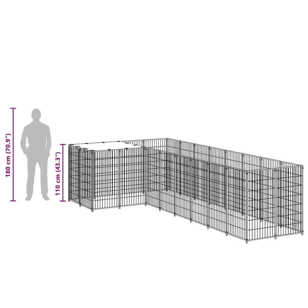 Gabbia per Cani Argento 6,05 m² in Acciaio 3082231