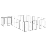 Cuccia da esterno gabbia per cani parco animali argento 15,73 m² acciaio 02_0000242