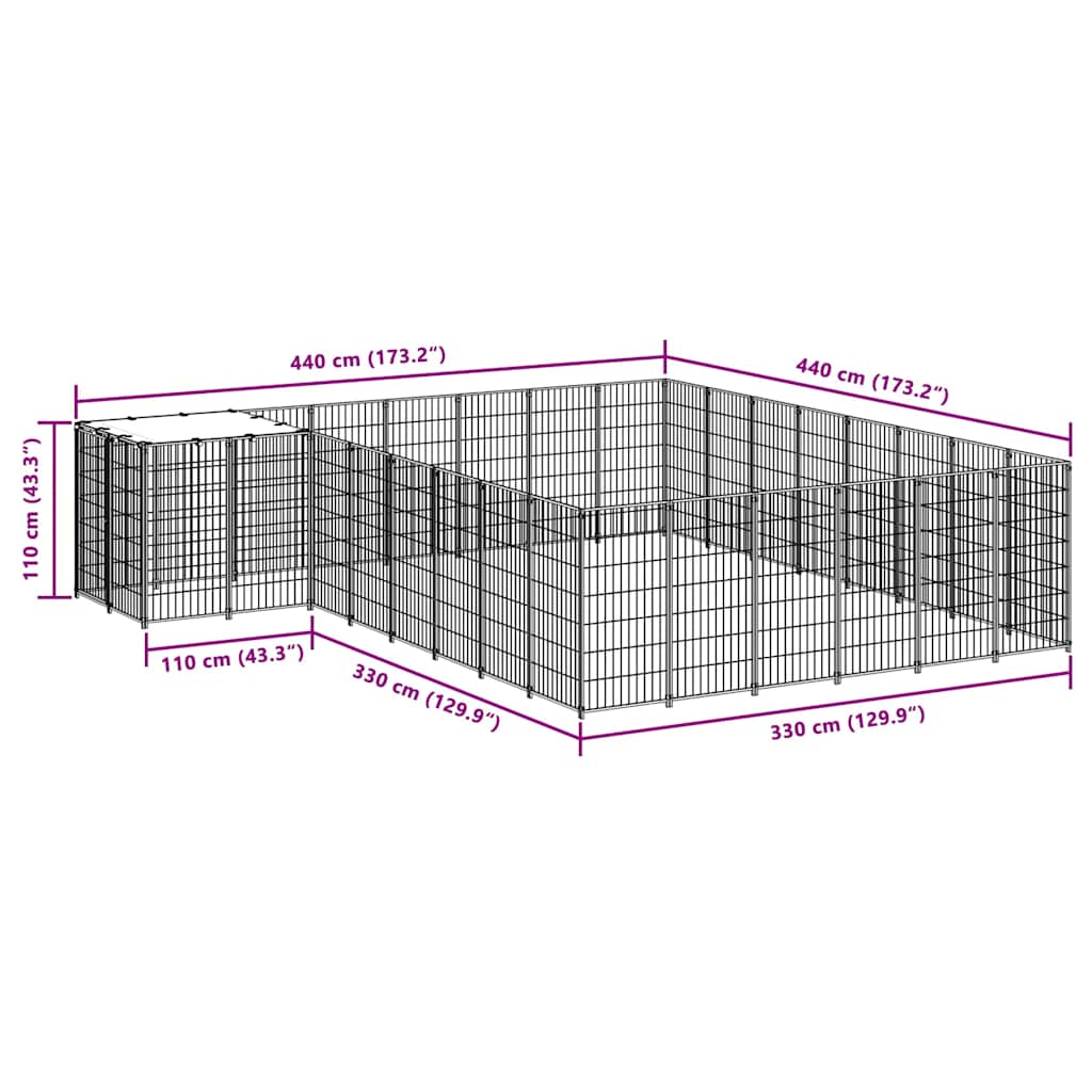 Gabbia per Cani Argento 15,73 m² in Acciaio 3082233