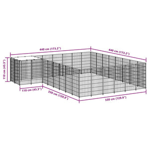 Gabbia per Cani Argento 15,73 m² in Acciaio 3082233