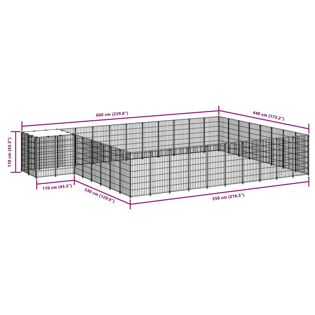 Gabbia per Cani Argento 25,41 m² in Acciaio 3082235