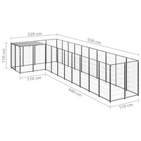 Cuccia da esterno gabbia per cani parco animali 7,26 m² acciaio nero 02_0000553