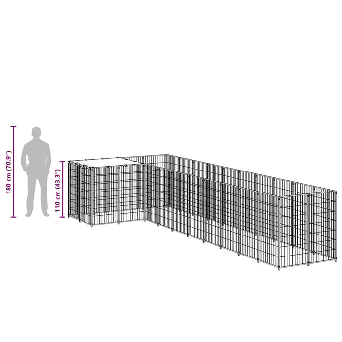 Gabbia per Cani Nera 7,26 m² in Acciaio 3082237