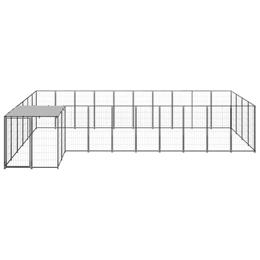 Cuccia da esterno gabbia per cani parco animali 13,31 m² 110 cm acciaio nero 02_0000494