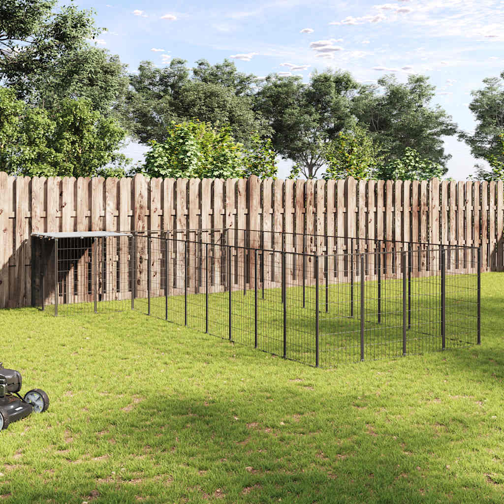Gabbia per Cani Nera 13,31 m² in Acciaio 3082238