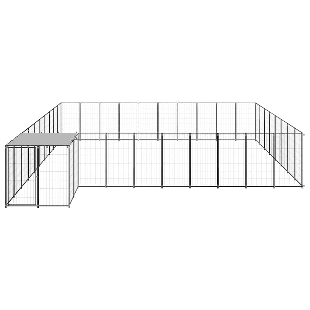 Gabbia per Cani Nera 25,41 m² in Acciaio 3082240