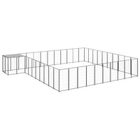 Cuccia da esterno gabbia per cani parco animali 31,46 m² acciaio nero 02_0000523