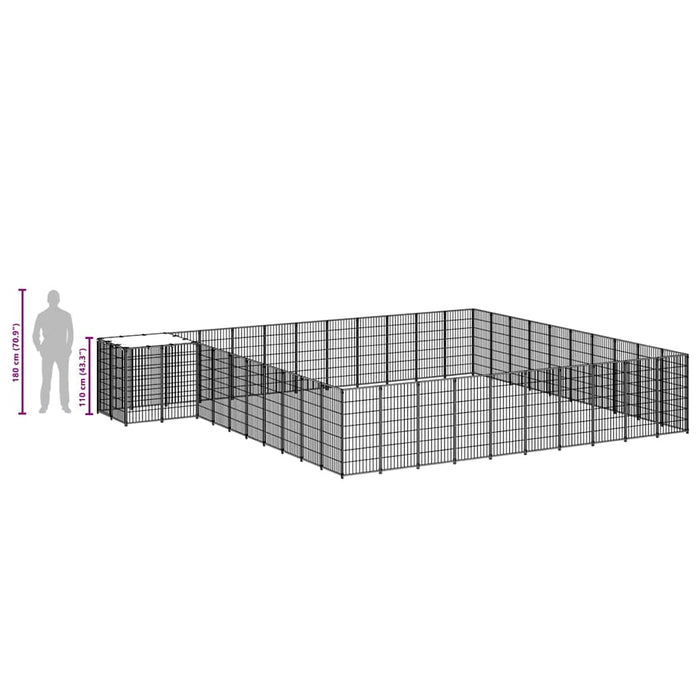 Gabbia per Cani Nera 31,46 m² in Acciaio 3082241