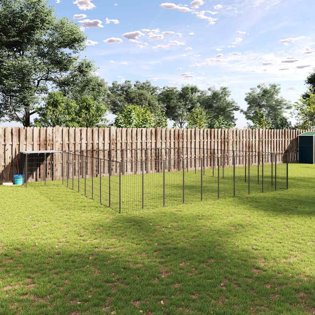 Gabbia per Cani Nera 31,46 m² in Acciaio 3082241