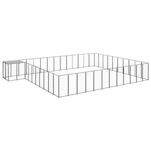 Cuccia da esterno gabbia per cani parco animali 37,51 m² acciaio nero 02_0000529