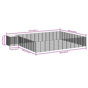 Gabbia per Cani Nera 37,51 m² in Acciaio 3082242
