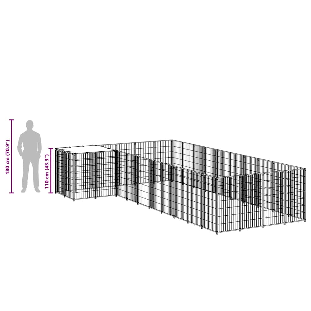 Gabbia per Cani Argento 13,31 m² in Acciaio 3082244