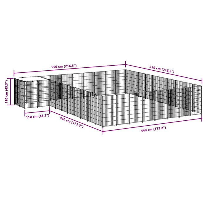 Gabbia per Cani Argento 25,41 m² in Acciaio 3082246