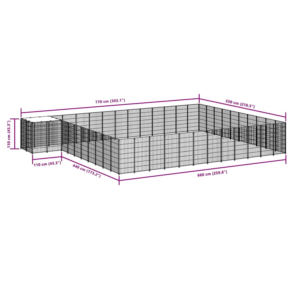 Gabbia per Cani Argento 37,51 m² in Acciaio 3082248