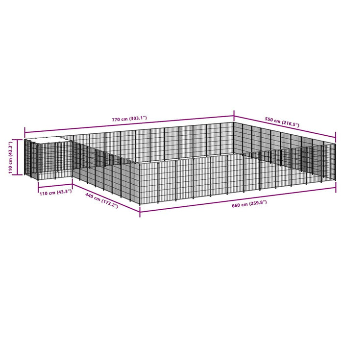 Gabbia per Cani Argento 37,51 m² in Acciaio 3082248