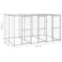 Cuccia da esterno gabbia recinto per animali box per cani da esterno in acciaio zincato con tetto 7,26 m² 02_0000445