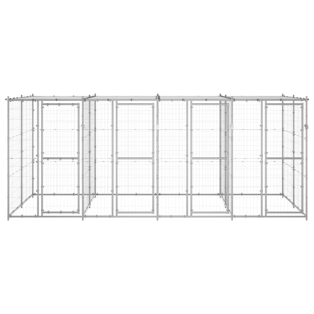 Cuccia da esterno gabbia recinto per animali box per cani da esterno in acciaio zincato con tetto 9,68 m² 02_0000447