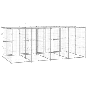 Gabbia per Cani da Esterno in Acciaio Zincato con Tetto 9,68mÂ² cod mxl 56930