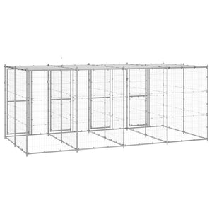 Cuccia da esterno gabbia recinto per animali box per cani da esterno in acciaio zincato con tetto 9,68 m² 02_0000447