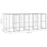 Cuccia da esterno gabbia recinto per animali box per cani da esterno in acciaio zincato con tetto 9,68 m² 02_0000447