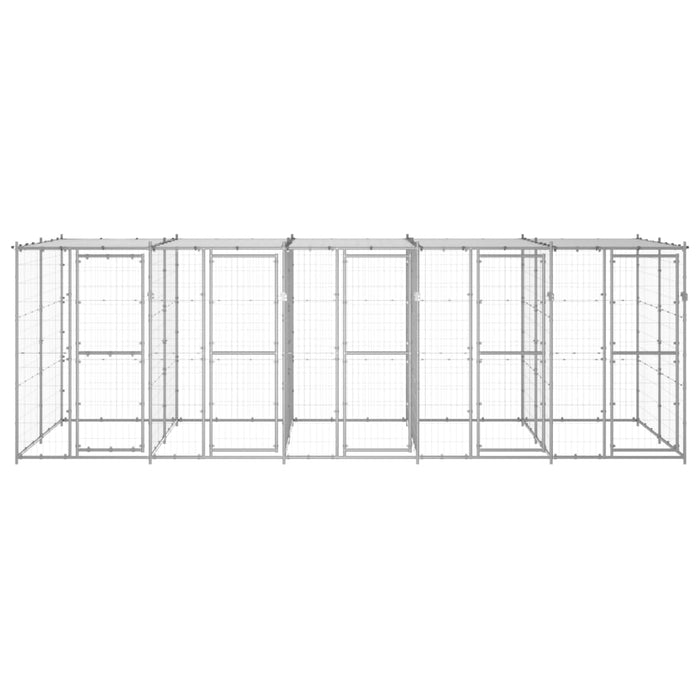 Gabbia per Cani da Esterno in Acciaio Zincato con Tetto 12,1 mÂ² cod mxl 56897