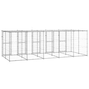 Gabbia per Cani da Esterno in Acciaio Zincato con Tetto 12,1 mÂ² cod mxl 56897