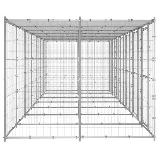 Gabbia per Cani da Esterno in Acciaio Zincato con Tetto 16,94m² 3082276