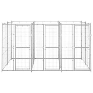Cuccia da esterno gabbia recinto per animali box esterno per cani in acciaio zincato 7,26 m² 02_0000427