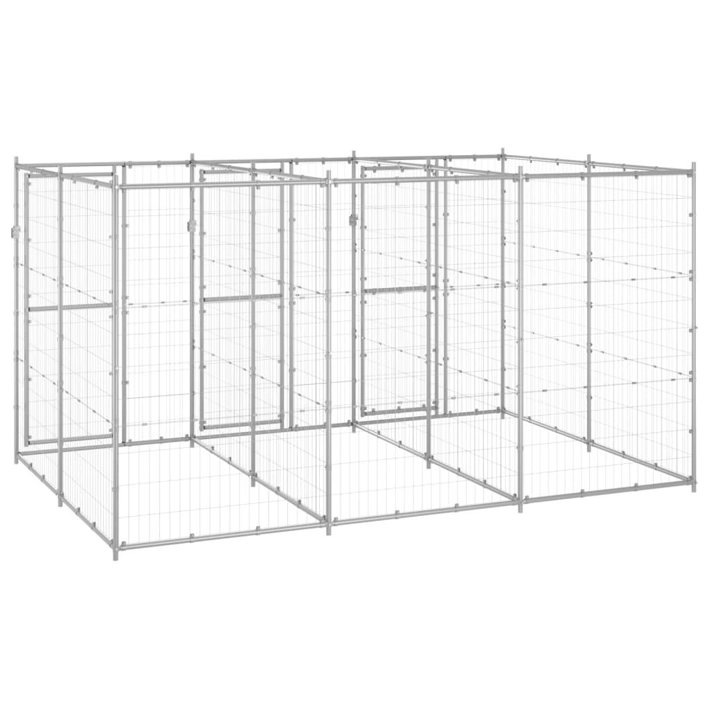 Cuccia da esterno gabbia recinto per animali box esterno per cani in acciaio zincato 7,26 m² 02_0000427