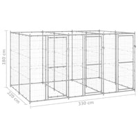 Cuccia da esterno gabbia recinto per animali box esterno per cani in acciaio zincato 7,26 m² 02_0000427