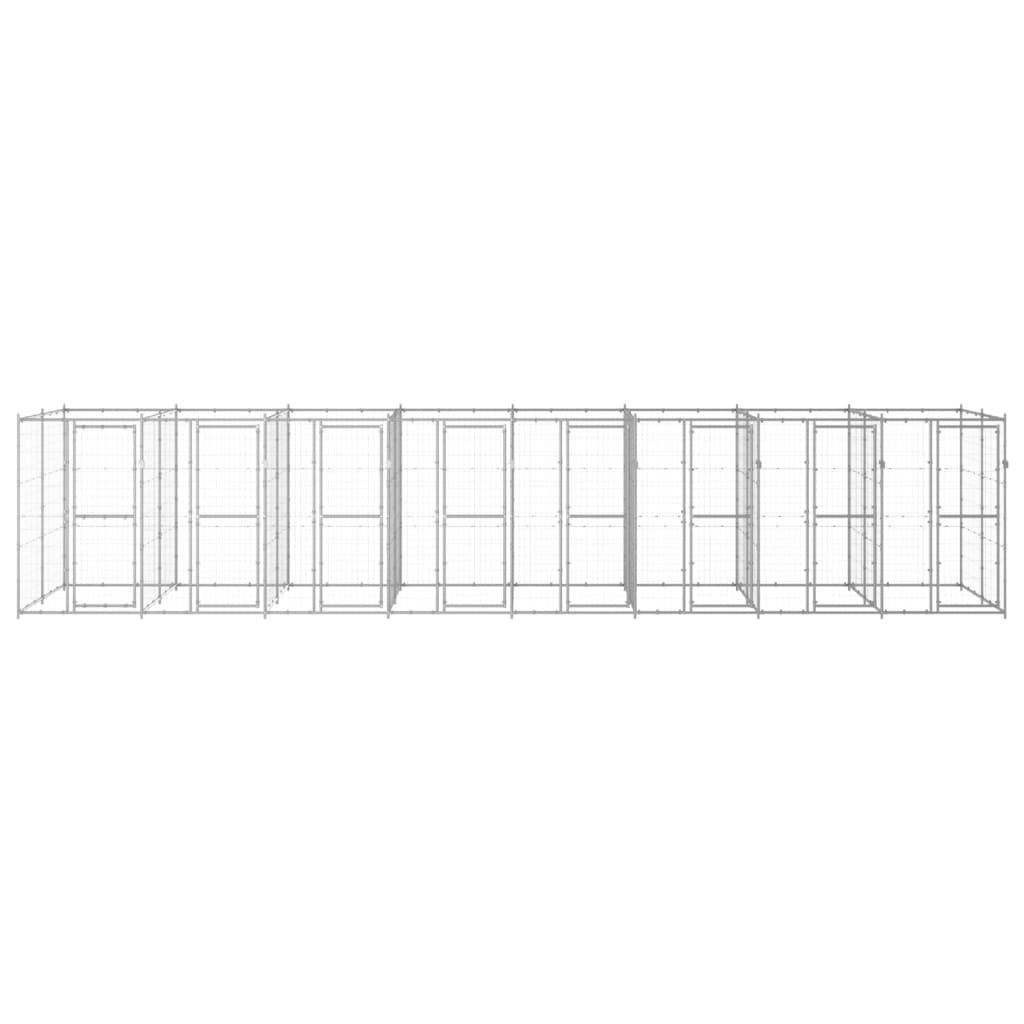 Cuccia da esterno gabbia recinto per animali box per cani da esterno in acciaio zincato 19,36 m² 02_0000411