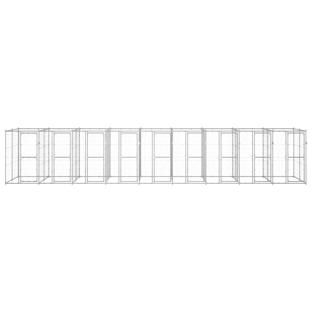 Cuccia da esterno gabbia recinto per animali box per cani da esterno in acciaio zincato 21,78 m² 02_0000412