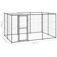 Recinto per animali da esterno per cani in acciaio con tetto 726 m² 02_0000403