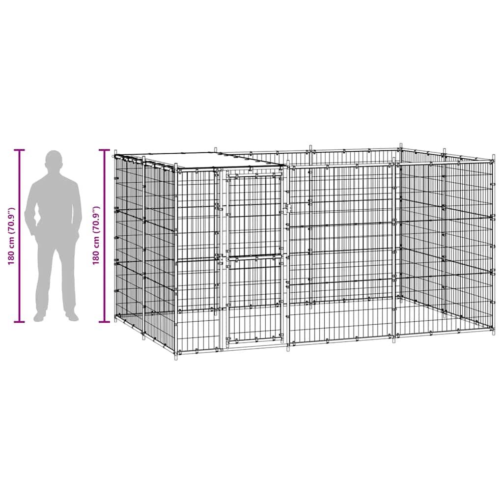 Gabbia per Cani da Esterno in Acciaio con Tetto 7,26 m² 3082293