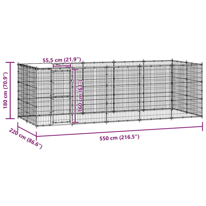 Gabbia per Cani da Esterno in Acciaio con Tetto 12,1 m² 3082294
