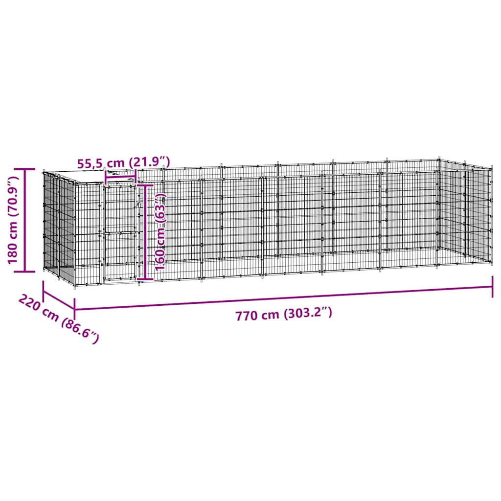 Gabbia per Cani da Esterno in Acciaio con Tetto 16,94 m² 3082295
