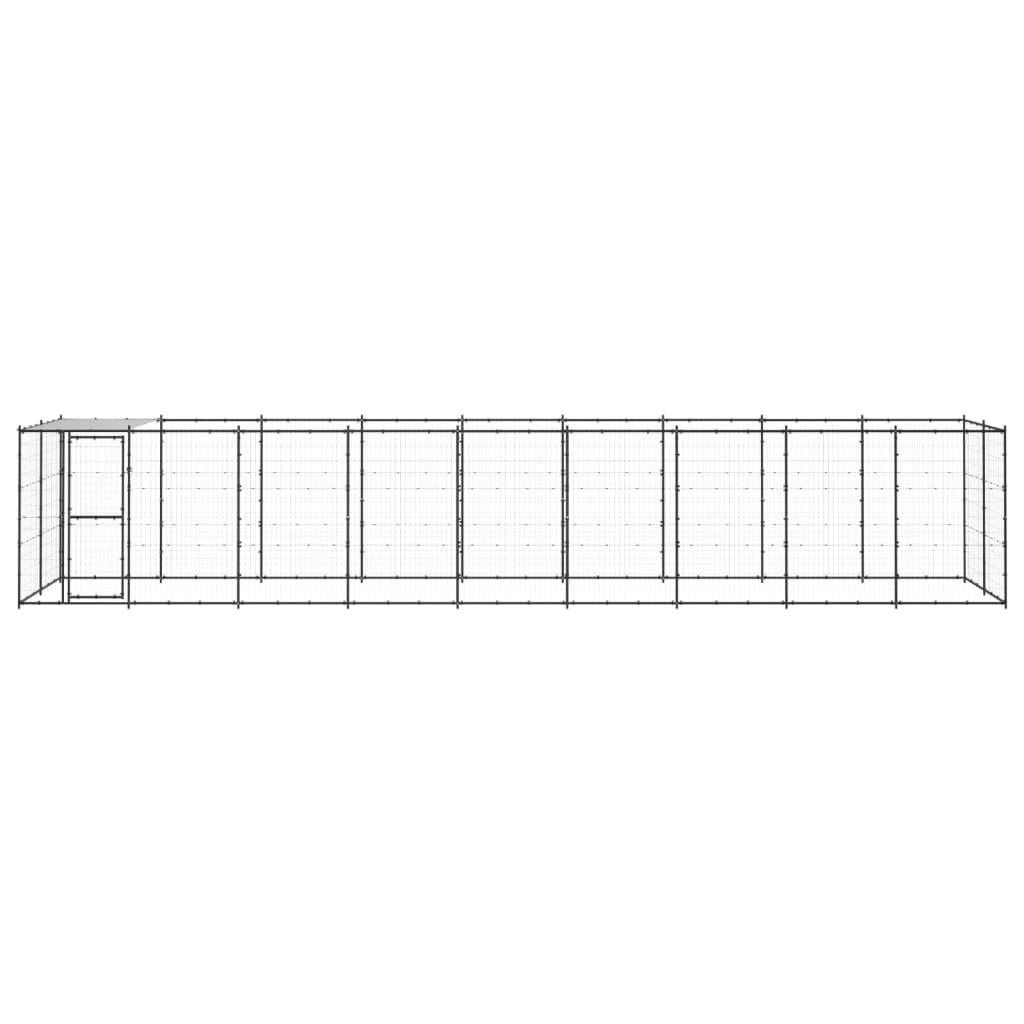 Recinto per animali da esterno per cani in acciaio con tetto 2178 m² 02_0000396