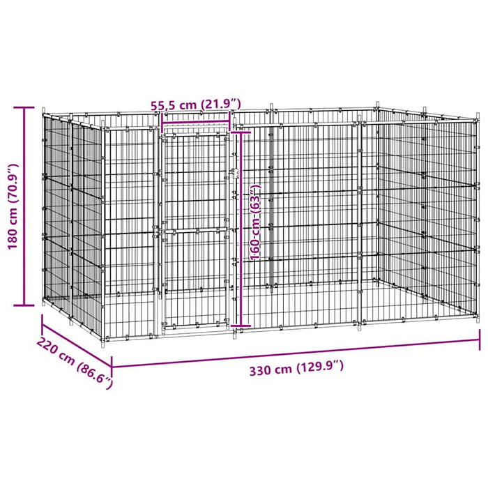 Gabbia per Cani da Esterno in Acciaio 7,26 m² 3082298