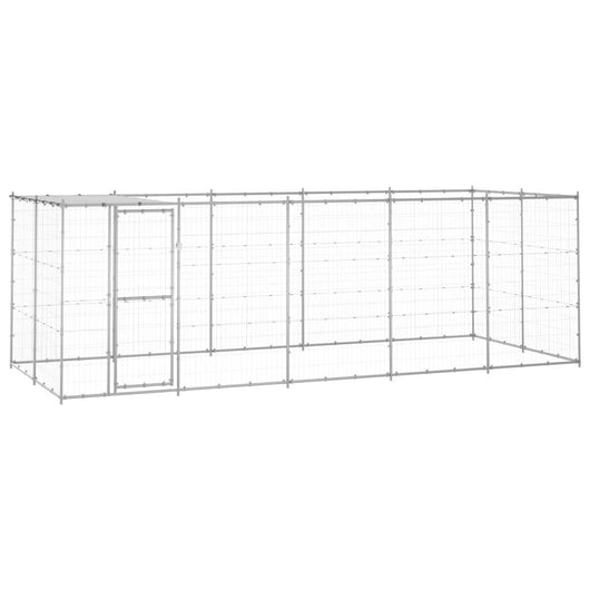 Cuccia da esterno gabbia recinto per animali box per cani da esterno in acciaio zincato con tetto 12,1 m² 02_0000433