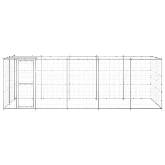 Gabbia per Cani da Esterno in Acciaio Zincato con Tetto 12,1 mÂ² cod mxl 55161
