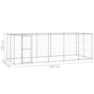 Gabbia per Cani da Esterno in Acciaio Zincato con Tetto 12,1 mÂ² cod mxl 55161